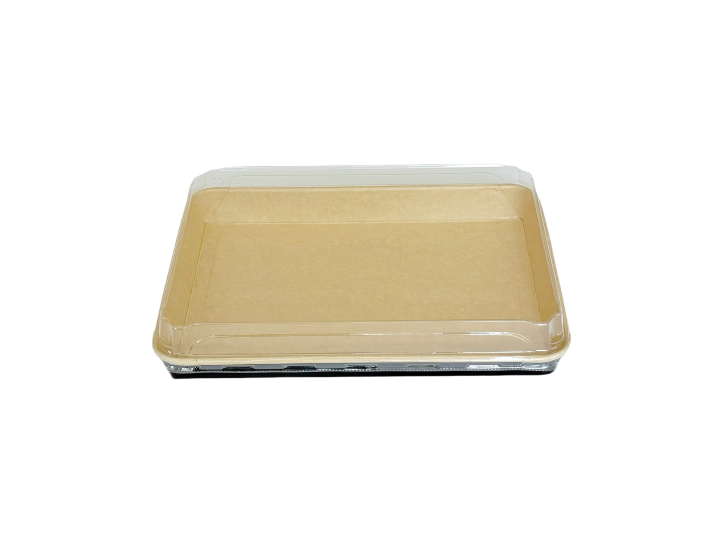 Schwarze Sushi Box 1111 aus Kraftpapier mit transparentem Deckel – 200 Stück/Karton – XXL Box für Familienportionen