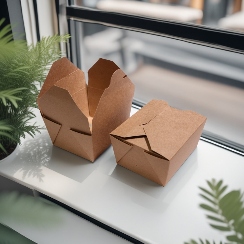 Kraftpapier Menübox 26oz (780 ml) mit Klappdeckel | 450 Stück/Karton