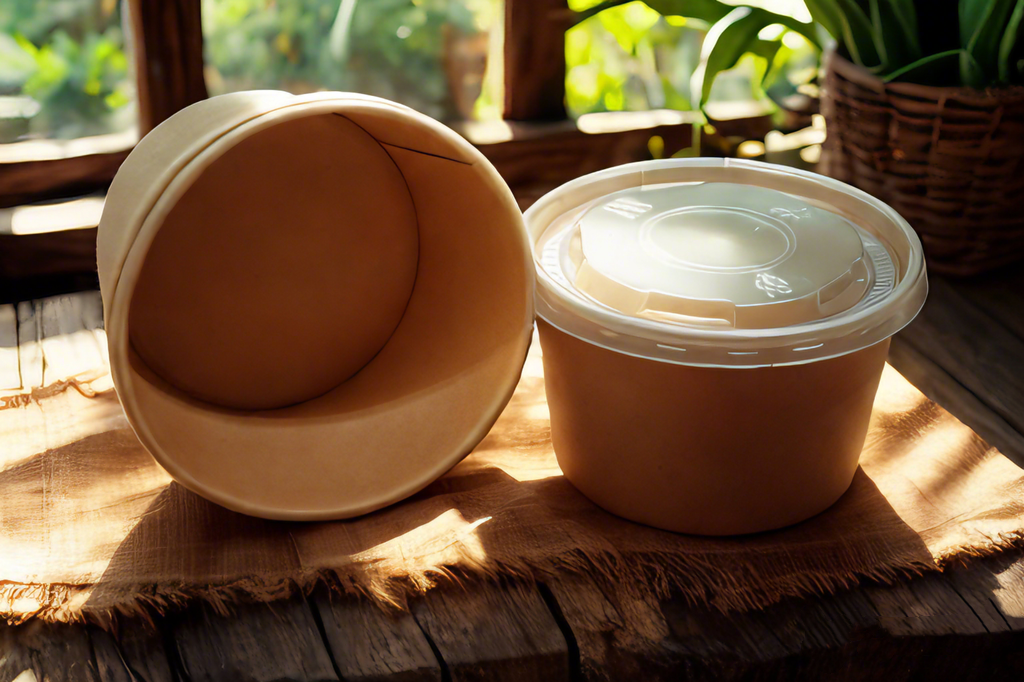 Kraftpapier Suppenbecher 12oz (360 ml) mit PP-Deckel | 500 Stück/Karton