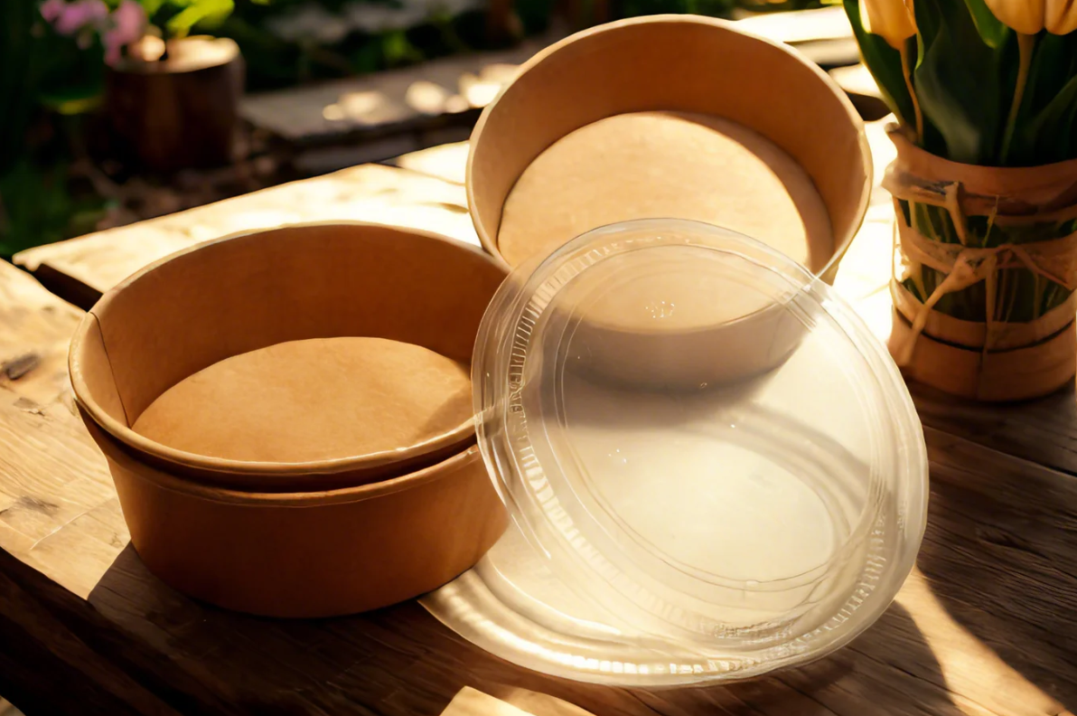 Kraftpapier Salatschale 1300 ml mit PP-Deckel | 210 Stück/Karton