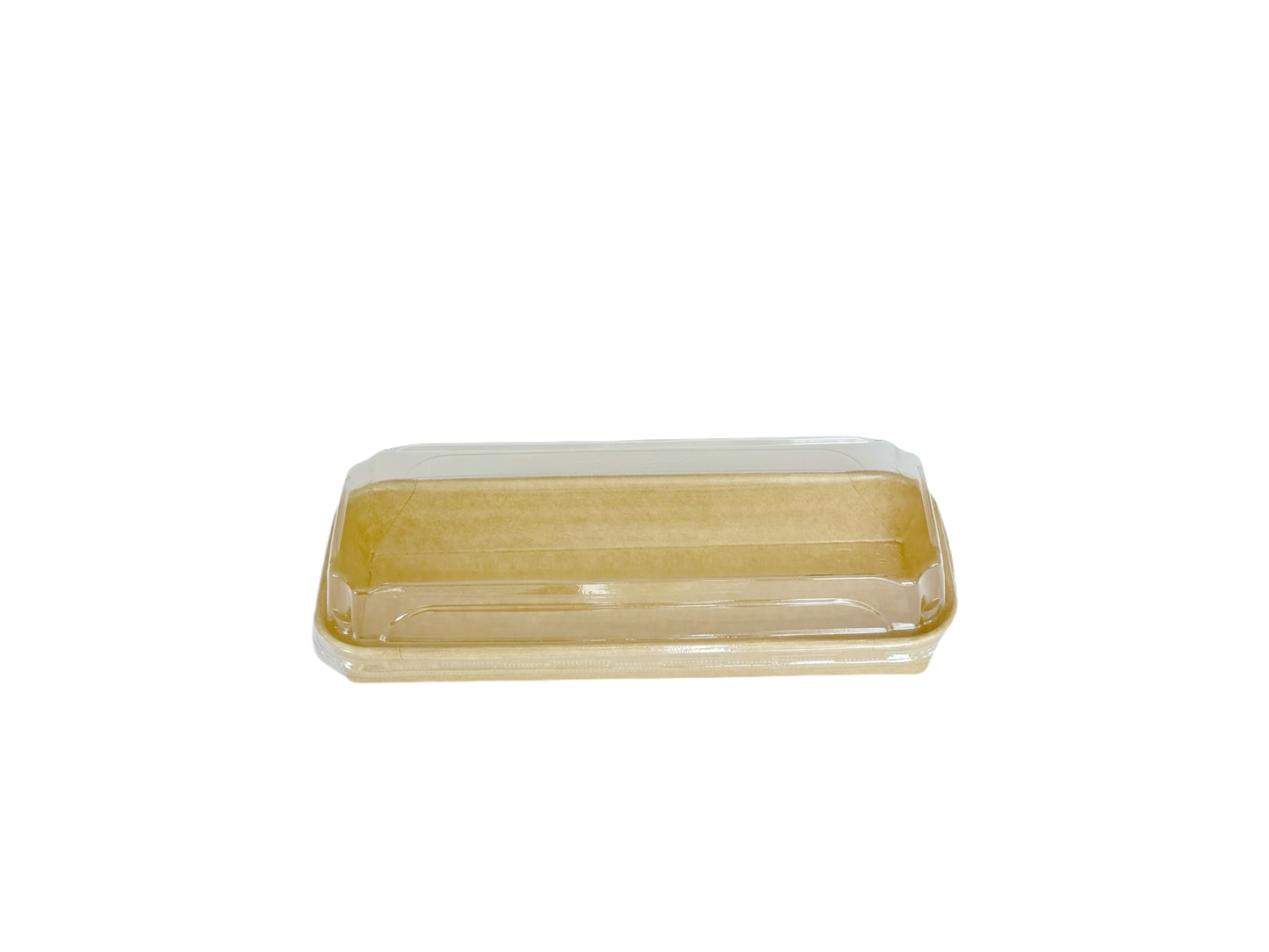 Naturfarbene Sushi Box 1102 aus Kraftpapier mit transparentem Deckel – 400 Stück/Karton – Lang & schmal, perfekt für Nigiri & Maki