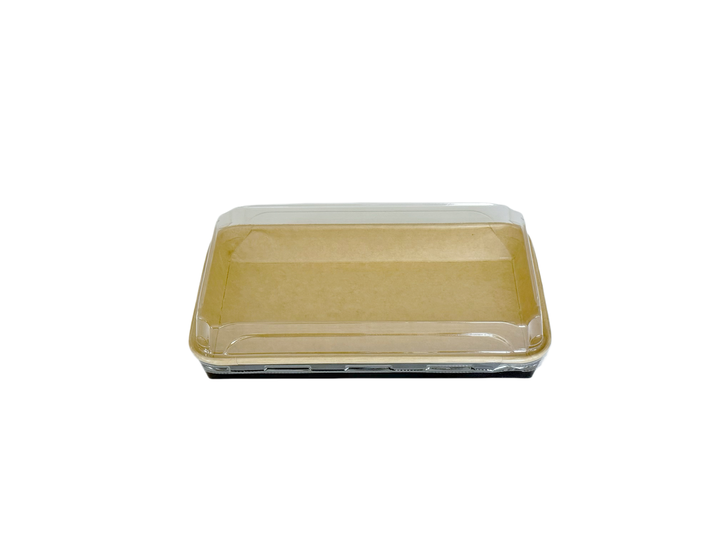 Schwarze Sushi Box 1103 aus Kraftpapier mit transparentem Deckel – 400 Stück/Karton – Mittelgroß für 4–6 Sushi