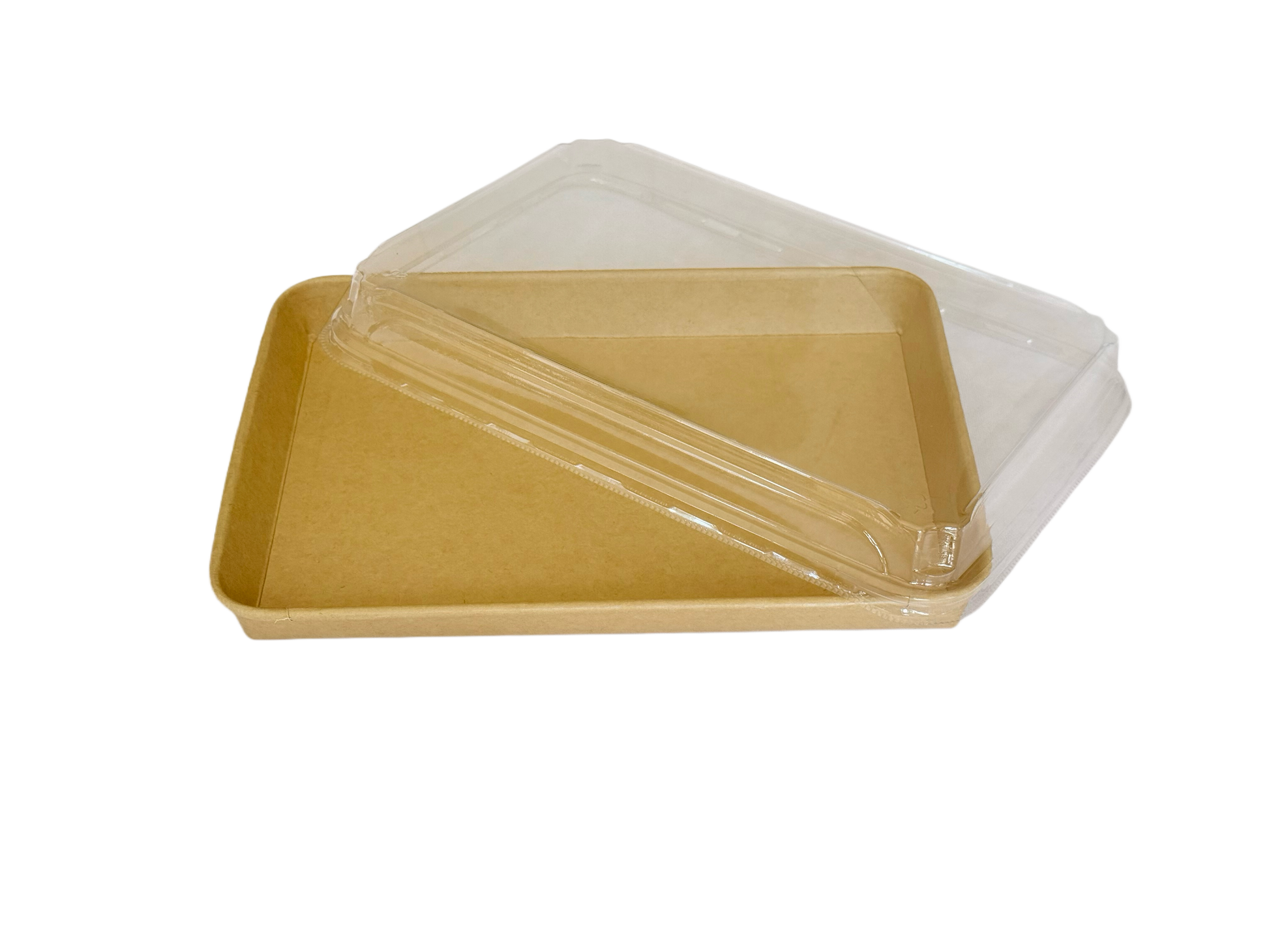 Naturfarbene Sushi Box 1111 aus Kraftpapier mit transparentem Deckel