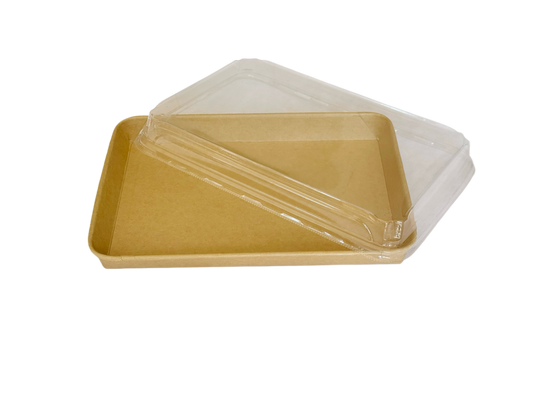 Naturfarbene Sushi Box 1111 aus Kraftpapier mit transparentem Deckel