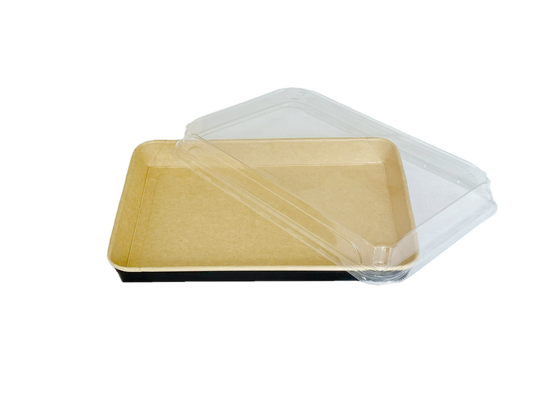 Schwarze Sushi Box 1111 aus Kraftpapier mit transparentem Deckel – 200 Stück/Karton – XXL Box für Familienportionen
